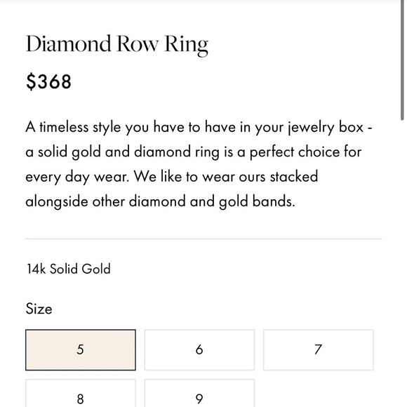 Gorjana size 7 diamond row ring gold - Picture 3 of 15